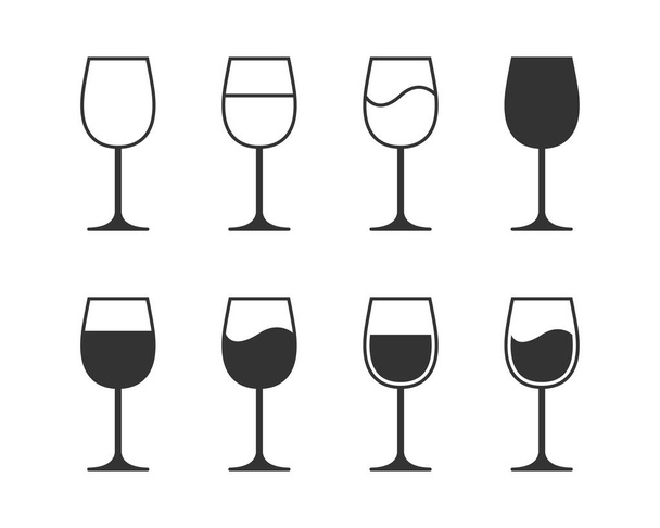 Set de iconos de copa de vino. Icono de vino símbolo. Ilustración vectorial. - Vector, Imagen