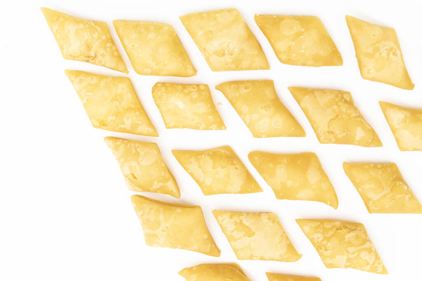 rectangular shape salty biscuits isolate on white, top view. - Foto, imagen