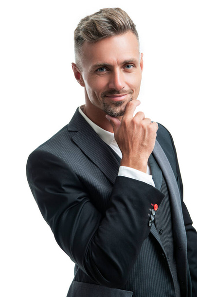 smiling elegant man waiter isolated on white background. - Fotografie, Obrázek