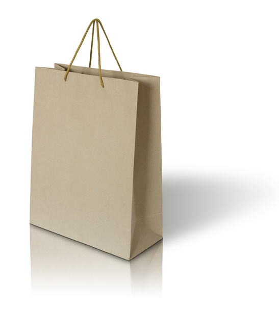 Brown paper bag on white background - Foto, afbeelding