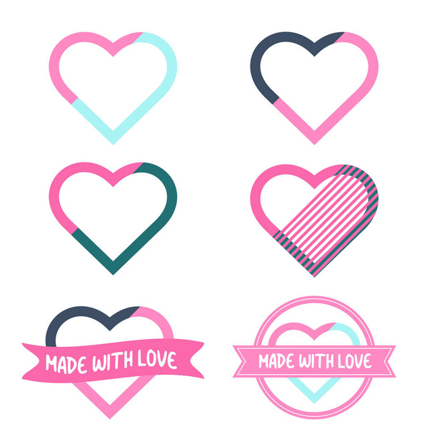 Different hearts made with love. Heart, love, romance or Valentine's day. Vector illustration on white background - Vektor, obrázek