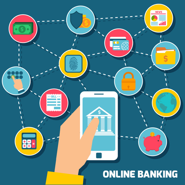 Online banki koncepció - Vektor, kép