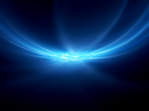 blauwe gloeiende curven in de ruimte - Foto, afbeelding