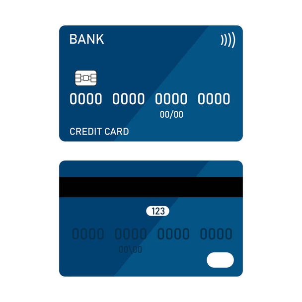 Blue bank card. Business card mockup. Vector illustration. stock image. EPS 10. - Wektor, obraz