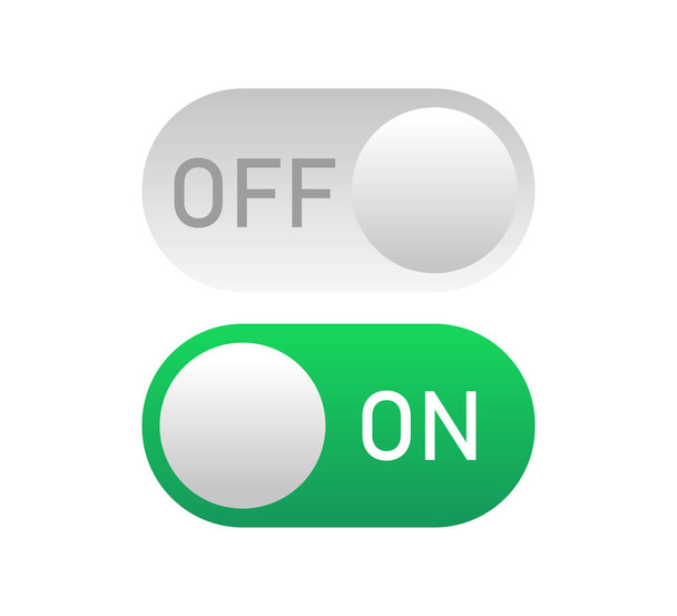botões com verde ligado e desligado. Ilustração vetorial. imagem de estoque. EPS 10. - Vetor, Imagem