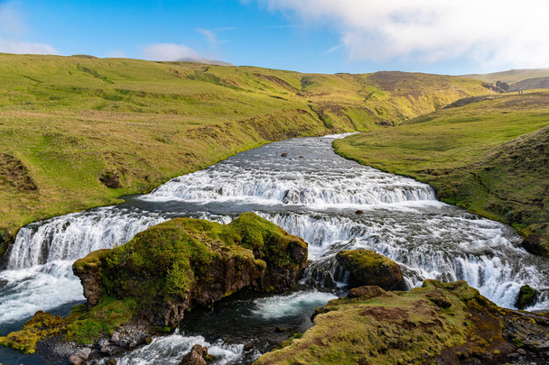 Hestavadsfoss waterfall along the Fimmvorduhals trail in southern Iceland - 写真・画像