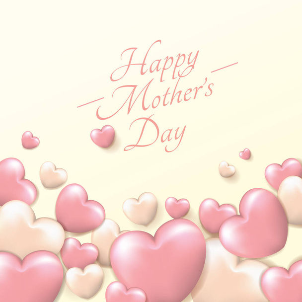 A vector of a "Happy Mother's Day" message with pink hearts on a  bright pink background - Vektor, Bild