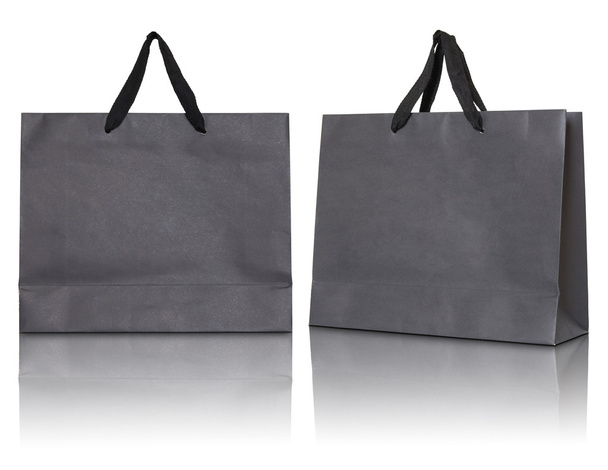 Gray paper bag on white background - Photo, Image