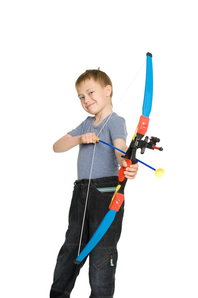 Smiling boy with a sports bow - Fotografie, Obrázek