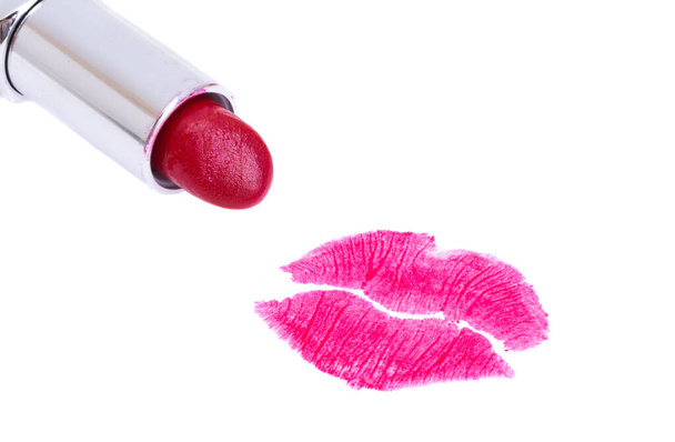 red lipstick isolated on white background - Photo, Image