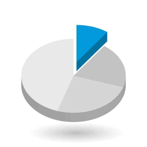 Pie chart design element. Statistical tool represents share of the total. Simple blank 3D vector object. - Вектор, зображення