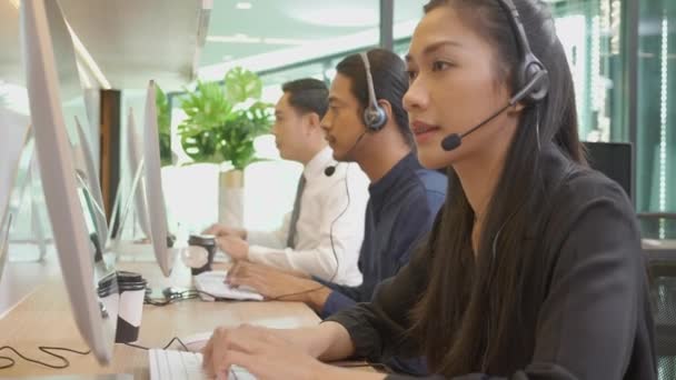 Customer service with friendly, man and woman call center and operator for support client, group of business team with assistance and consultant, adviser helpdesk and contact, communication concept. - Footage, Video