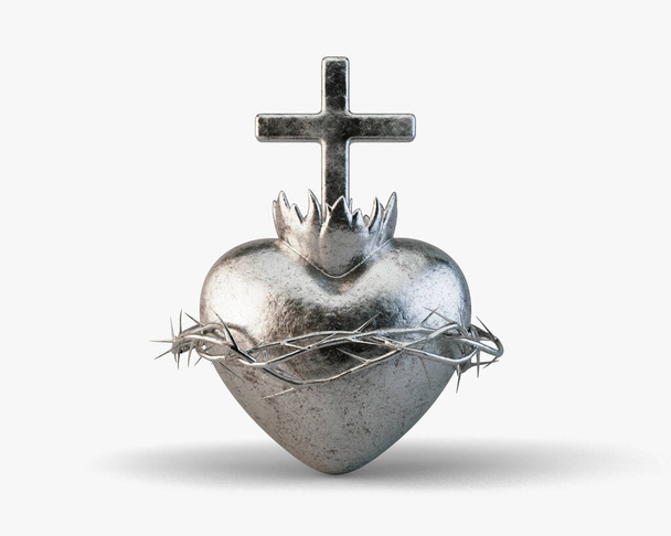 Hopea valu pyhä sydän Jeesus on kevyt studio tausta - 3D tehdä - Valokuva, kuva