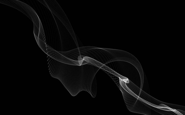 Donkere abstracte achtergrond met gloeiende abstracte golven, abstracte achtergrond - Foto, afbeelding