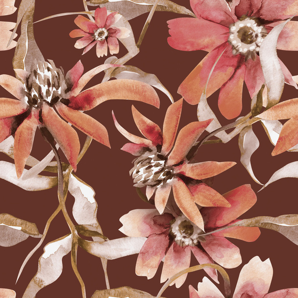 Red Flower Seamless Pattern - Фото, зображення