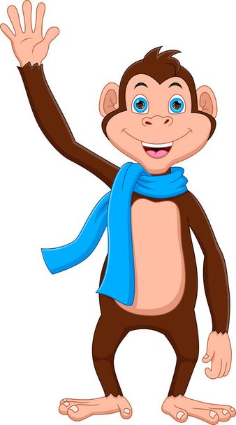 γελοιογραφία χαριτωμένο μαϊμού κυματίζει σε λευκό φόντο - Διάνυσμα, εικόνα