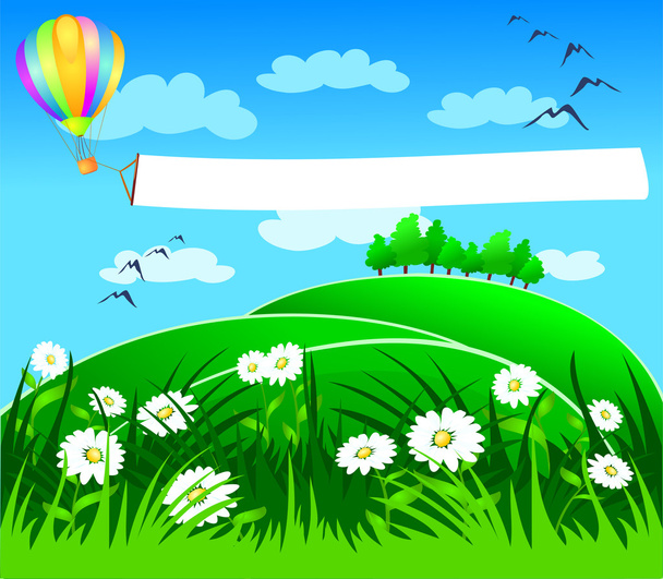 Balloon over the country - Vector, Image