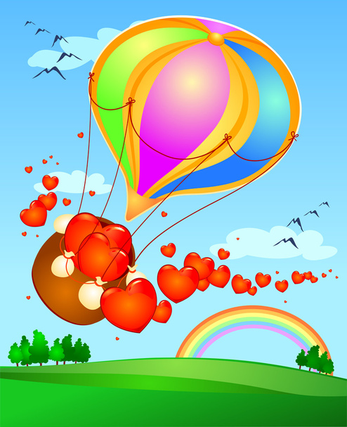 Balão com corações
 - Vetor, Imagem