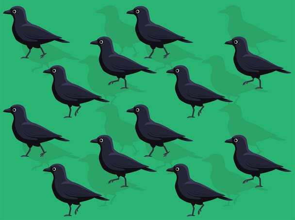 Animal American Crow Walking Seamless Wallpaper Background - Vector, Imagen