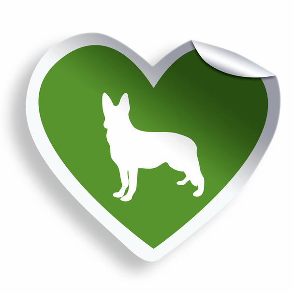 Pegatina corazón verde con silueta de perro
 - Foto, Imagen
