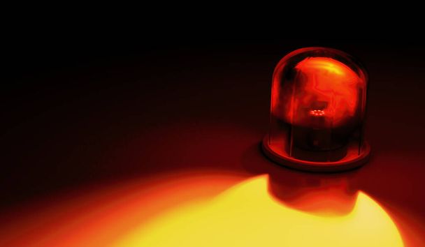 Luz roja de alarma giratoria de emergencia por la noche. Ilustración 3D renderizada. - Foto, imagen