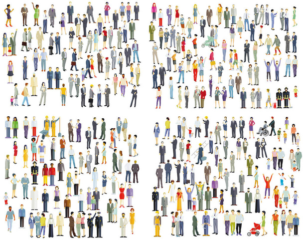 eine große Gruppe von Menschen zusammen, isoliert auf weißem Hintergrund. illustration - Vektor, Bild