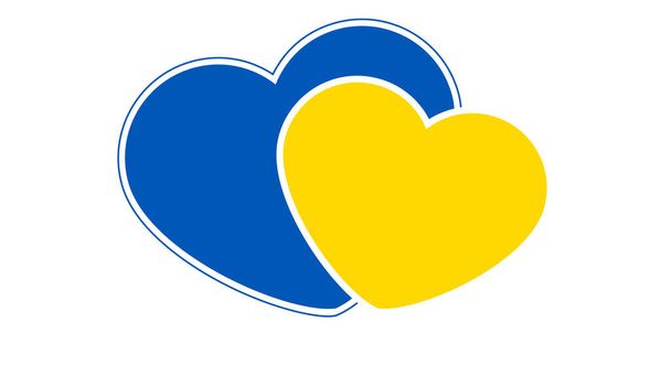 Heart in Ukrainian colors. Big blue and small yellow hearts on white background. Vector illustration - Vector, Image