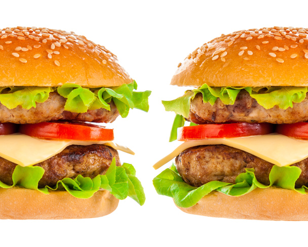 Nagy hamburger fehér háttér - Fotó, kép