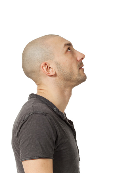Man with shaved head - 写真・画像