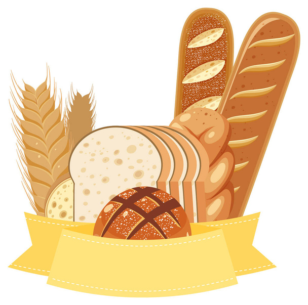 Different types of breads illustration - Vector, Image