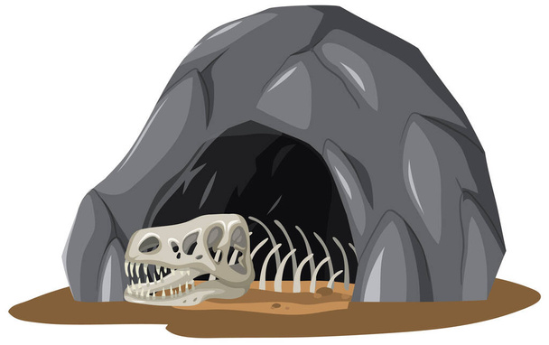 Kamenná jeskyně s fosilními ilustracemi - Vektor, obrázek