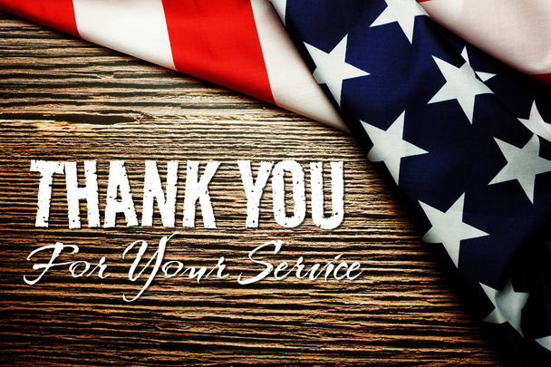 Thank You for your service text messege and USA flag. American holiday background - Fotografie, Obrázek