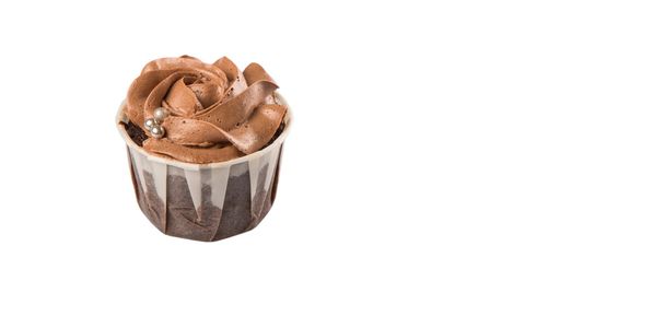 cupcake au chocolat humide sur fond blanc
 - Photo, image