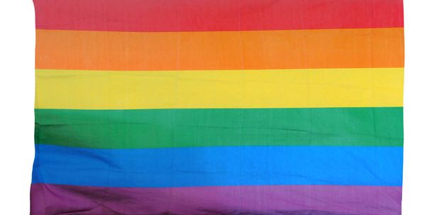 The rainbow flag, gay pride or LGBTQ symbol isolated on white - Fotoğraf, Görsel