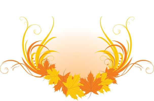 Maple leaves with floral ornament - Vector, Imagen