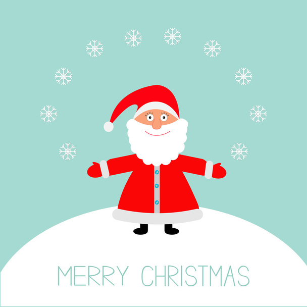 Desenhos animados Papai Noel e flocos de neve
 - Vetor, Imagem