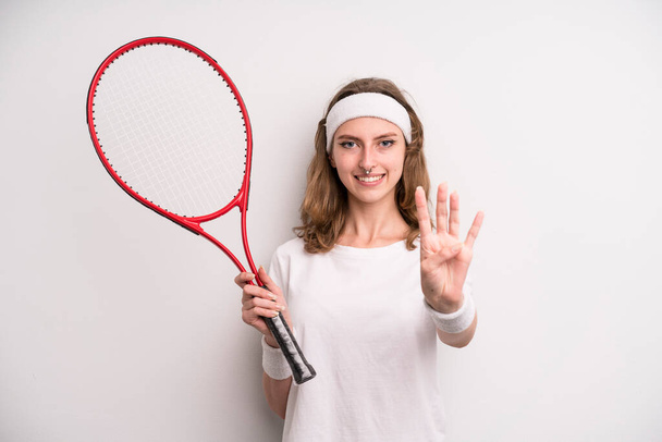 young girl practicing tennis. sport concept - Foto, Imagen