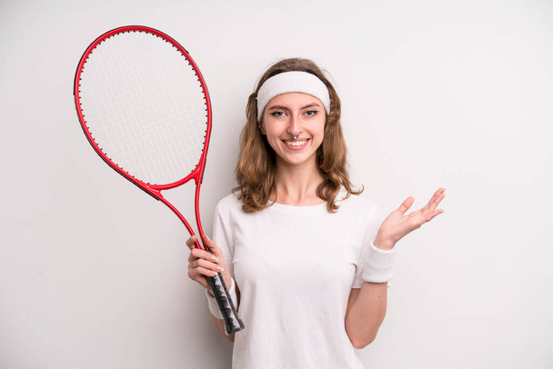 young girl practicing tennis. sport concept - Foto, afbeelding