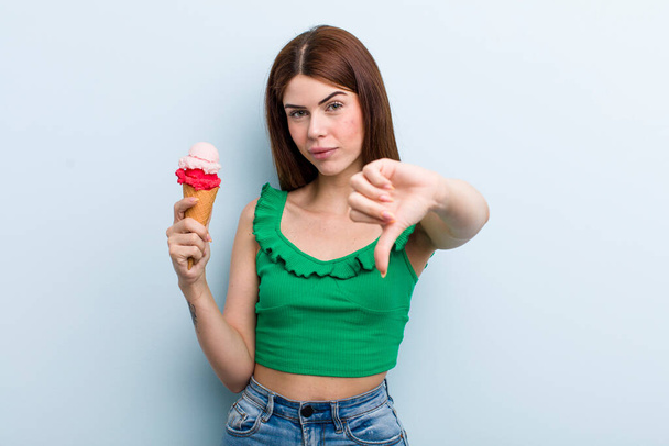 young adult pretty woman ice cream and summer concept - Foto, Imagem