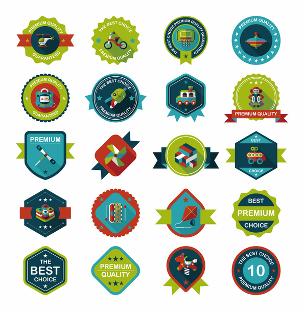Toy badge banner design flat background set, eps10 - Vector, afbeelding