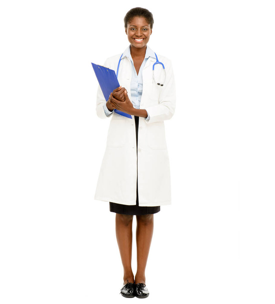 Studio shot of a confident young doctor posing against a white background. - Photo, Image