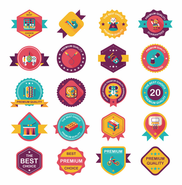 Toy badge banner design flat background set, eps10 - Вектор, зображення