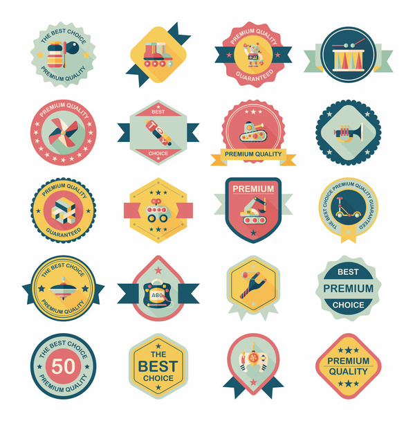 Toy badge banner design flat background set, eps10 - Vector, Imagen