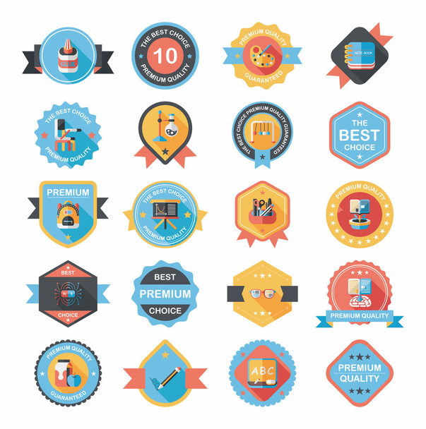 School badge banner design flat background set, eps10 - Вектор,изображение