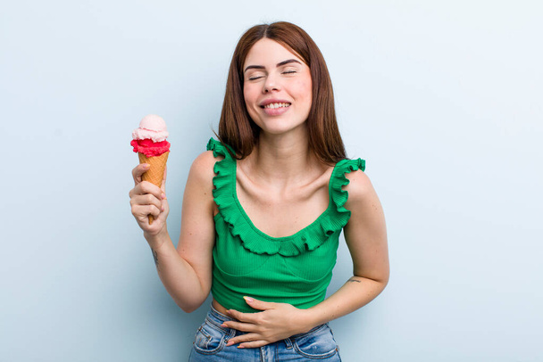 young adult pretty woman. summer and ice cream concept - Φωτογραφία, εικόνα