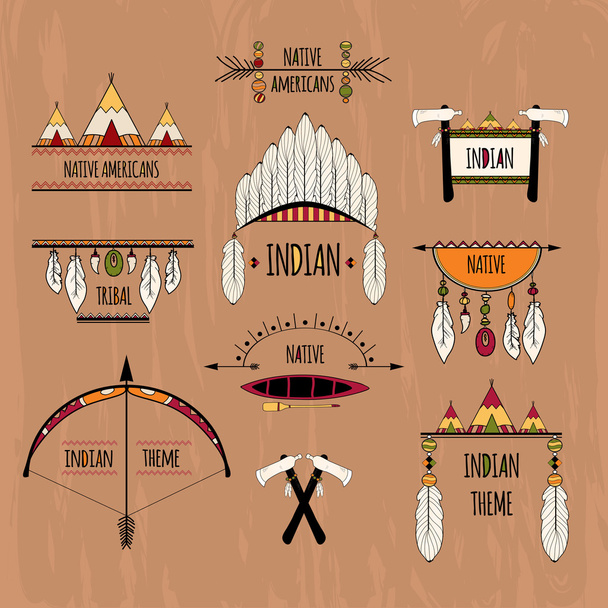 Conjunto de etiquetas tribales de color
 - Vector, imagen