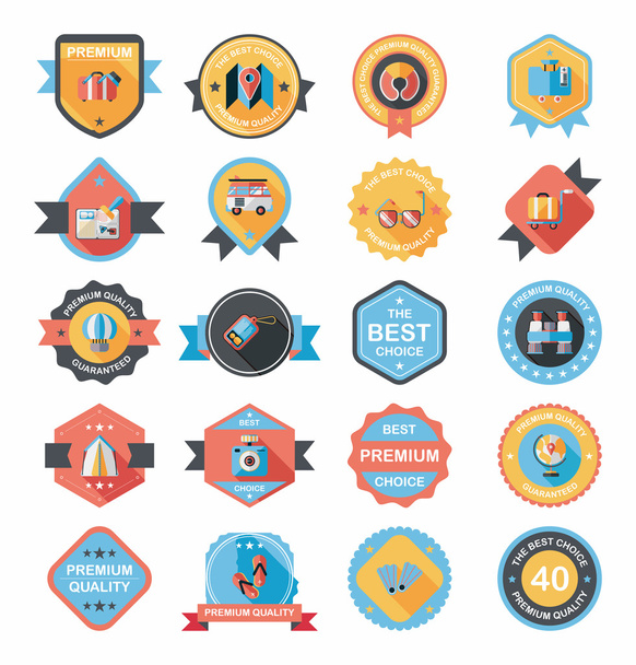 Travel badge banner design flat background set, eps10 - Vector, Image