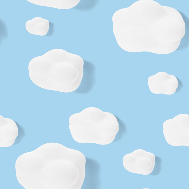 Απρόσκοπτη μοτίβο με σύννεφα σε μπλε φόντο. Χαριτωμένο φόντο, υφή. Στο πάνω μέρος. Εντυπωσιακό σχέδιο. 3d απόδοση - Φωτογραφία, εικόνα