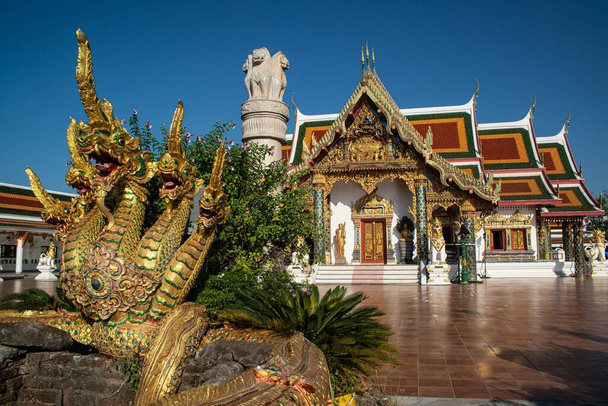 A Serpent or Naga guardians front Thai Church is Wat Phra That Choeng Chum Worawihan It is an important sacred place of the city since ancient times and built in the heart of the city is a precious temple located in Thailand. - Valokuva, kuva