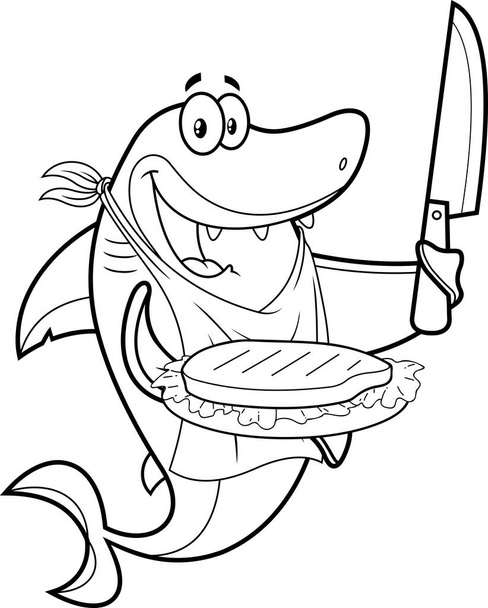 ilustración de un lindo tiburón de dibujos animados - Vector, Imagen